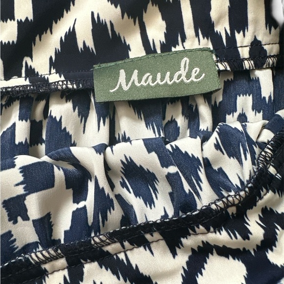 MAUDE Anthropology Navy and Cream Midi Skirt size S - Picture 2 of 5